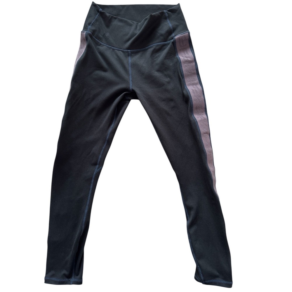 Fabletics Powerhold Black Athletic Leggings With Side‎ Stripe Womens Small